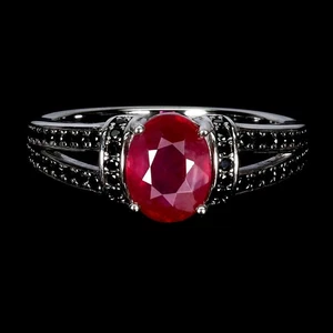 925 Sterling Silver Ring Oval Ruby 8x6mm Spinel Natural Gemstone Jewelry Size 8 - Picture 1 of 14