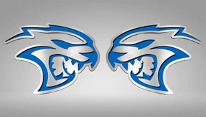 Badges Blue Hellcat Inlay 2pc fit 2015-23 Dodge Challenger SRT Hellcat [Brushed] - Bild 1 von 2
