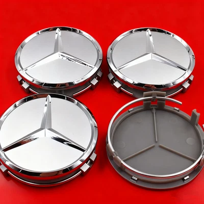 4PCS 75mm Chrome Emblem Logo For Mercedes Benz C S E Wheel Center Hub Caps NEW✔️ Foto 1 de 4