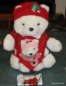 Santa Bear 2002 Father and Daughter Christmas Plush Teddy Marshall Fields GIFT! - Picture 1 of 6