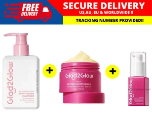 Glad2Glow 3 in1 Hautpflegeset Reiniger + Feuchtigkeitscreme + Serum Gesichtswasser Anti-Aging Set - Bild 1 von 13