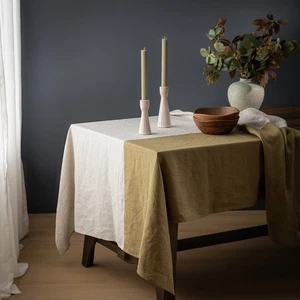 60x84 inch Rectangular Linen Tablecloth Natural Flax Table Cover - Picture 1 of 11