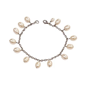 Elegantes Sterlingsilber Hänger Armband mit Zuchtperlen - 7" - Bild 1 von 2