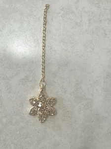Floral Bindi Gold 9.5cm Long Indian Bridal Wear Jewelry Hair And Headpiece - Picture 1 of 3