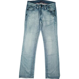 BLUE FIRE 38 L32 Jeans Hose blau Damen Rose Stretch Straight low Graffiti W29 M - Picture 1 of 5