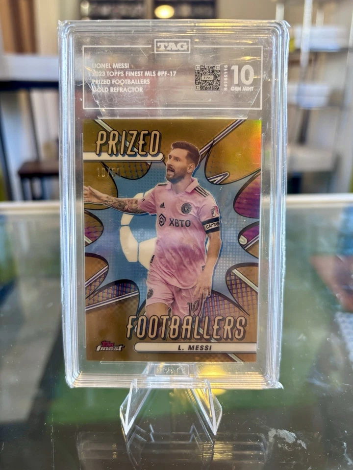2023 Topps Finest Lionel Messi Prized Footballers Gold SP SSP /50 #PF-17 TAG 10! - Image 1 of 1