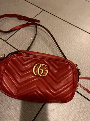 Gucci GG Marmont Matelasse Red small Shoulder Bag Calf  Crossbody - Image 1 of 4