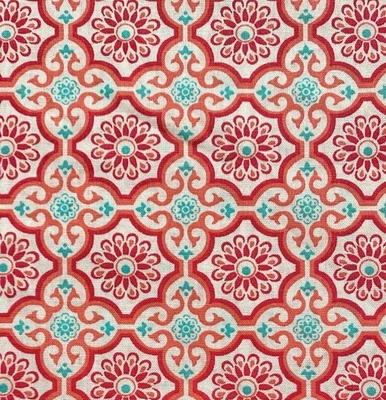 Quilting Cotton Fabric Waverly Inspirations Pink Orange Teal Floral Lattice44x55 - Image 1 of 4