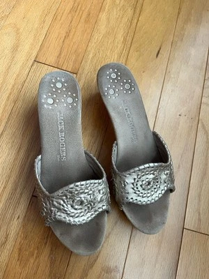 Cuñas de tacón de madera de cuero dorado para mujer Jack Rogers | Talla 7,5 Foto 1 de 4