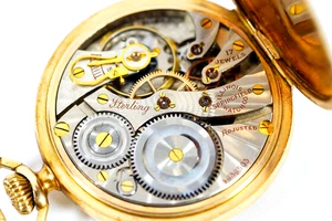 Reloj Bolsillo Illinois Esterlina Modelo 7 Grado 305 s16 Ramona Doble Stock - Imagen 1 de 9