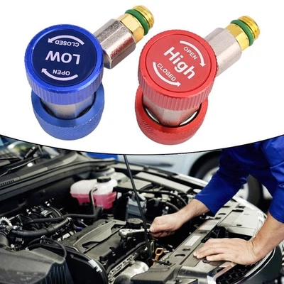 2pcs R134A Quick Connector Adapter Coupler Auto AC Manifold Gauge Low High HVAC - Image 1 of 4