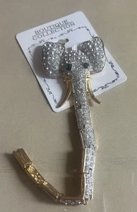 Strass Elefant Schulter Brosche 7,5" goldfarben gelenkig - Bild 1 von 6