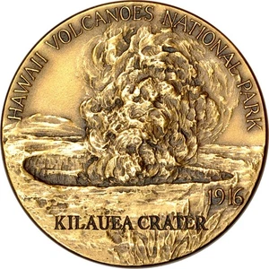 1972 Kilauea Crater Bronze Medal Hawaii Volcanoes National Park K18829 - Picture 1 of 2
