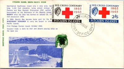 1963 British Pitcairn Island Red Cross Centenary Stamps HMS Bounty Cover - Image 1 of 2