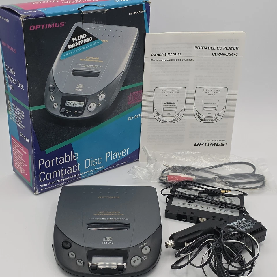 Reproductor de audio digital compacto portátil Optimus CD-3470 de colección - probado  Foto 1 de 4