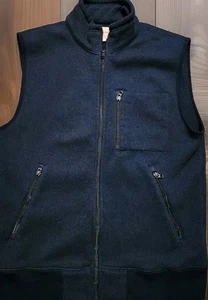 J CREW Knit Wear Sportsmen Navy Blue Full Zip Fleece Vest Medium M Pockets - Picture 1 of 7