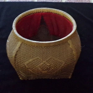 ANTIGUA CESTA ANTIGUA TEJIDA A MANO PEQUEÑA CON CORDÓN - ¿JAPONESA? - Imagen 1 de 16