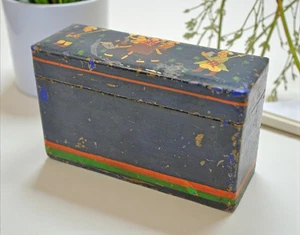 Vintage kleine Aufbewahrungsbox aus Holz original alt handgefertigt bemalt - Bild 1 von 7