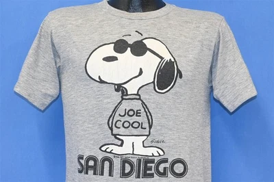 vtg 80s SNOOPY JOE COOL SAN DIEGO PEANUTS COMICS HEATHERED GRAY t-shirt MED M - Image 1 of 4