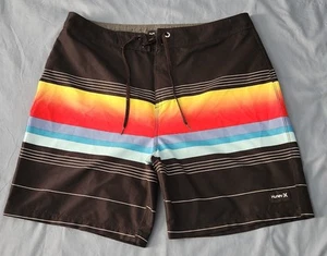 Hurley Boardshorts Mens 30 Multicolor Striped Drawstring 7' Inseam - Picture 1 of 10