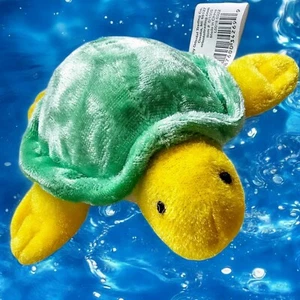 Mini Sea Turtle Stuffed Animal Green Yellow Shimmery Plush Toy 5 in - Picture 1 of 7