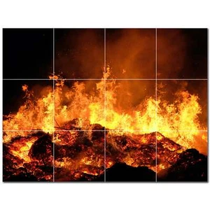 Fire Ceramic Tile Wall Mural PT500609. 17" W x 12.75" H (12) 4.25 tiles - Picture 1 of 1