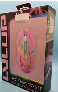 Pro Gaming Mouse & Mousepad Set RGB Lighted Pink Fast Wired Mouse +Pad NEW - Picture 1 of 4