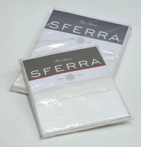 Sferra Capri King Flat Sheet & Pillowcase Pair Ivory Cotton Satten Made in Italy - Picture 1 of 14