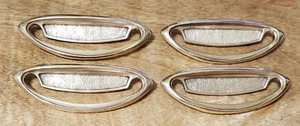 4 VTG Heavy Brass Goldtone MCM Oval Drawer Pulls Pebbled Texture 1.75" Mountings - Picture 1 of 13