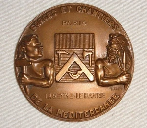 NURITH SHIPPING 61' BRONZE MEDAL BY DARBY FORGES ET CHANTIERS DE LA MEDITERRANEE - Afbeelding 1 van 12