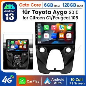 10.1" Android13 Autoradio Carplay FM 128G Für Toyota Aygo Citroen C1/Peugeot 108 - Bild 1 von 20