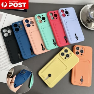 For iPhone 15 14 13 12 11 Pro Max XS 8 Plus Shockproof Card Slot Case TPU Cover - Picture 1 of 27