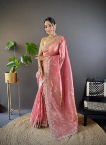 Designer Pakistanische Bollywood Braut Sari Bluse Indischer Ethno Sari Fertig - Bild 1 von 3