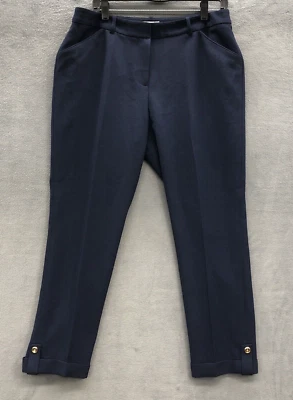 Pantalones Tahari Talla 10 Azul Puños Dorado Botones Bolsillos Carrera Negocios Ropa de Trabajo Foto 1 de 4