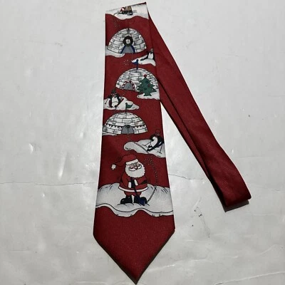 Corbata de Navidad Papá Noel Golf Umo Lorenzo Clásica Vintage Arte Estilo Divertido Rojo Foto 1 de 4