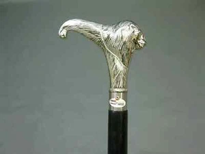 Bastón Bastón Estilo Vintage Latón Sólido Diseñador Cabeza de León Mango Madera - Imagen 1 de 3