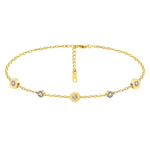 KREIS FUßKETTCHEN GOLD EDELSTAHL FUß SCHMUCK ZIRKONIA DAMEN FUßKETTE KETTE NEU - Bild 1 von 5