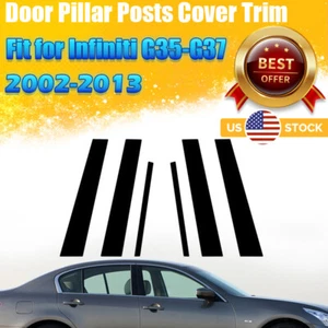 6PCS Window Decal Covers Pillar Posts Black Fit For INFINITI G35 G37 2002-2013 - Picture 1 of 14