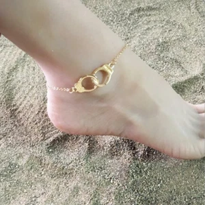Handcuffs Beach Gold Silver Anklet Ankle Bracelet Foot Chain - Picture 1 of 14