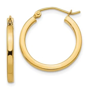 2mm Square Tube Hoop Earrings in Real 14k Yellow Gold - Picture 1 of 7
