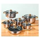 6Pcs Pots and Pans Set Stainless Steel Portable Soup Pot Saucepan Ergonomic