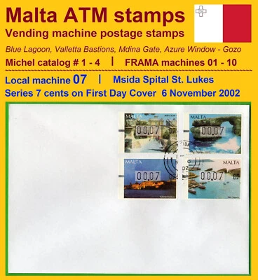 MALTA 2002 FRAMA ATM 1-4 / machine 07 / Msida / Series 7c on one FDC - Image 1 of 3
