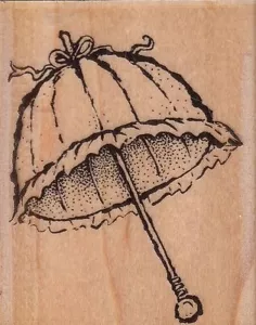 large parasol imp. ob. Wood Mounted Rubber Stamp 2 1/2 x 2" Free Shipping - Picture 1 of 2
