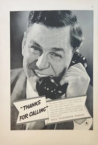 Sistema telefónico Bell 1938 anuncio vintage gracias por llamar - Imagen 1 de 1