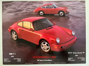 Porsche 30th 911 ANNIVERSARY 964 CARRERA 4 GROSSKÖRPER COUPÉ POSTER 1994 USA NEU - Bild 1 von 2