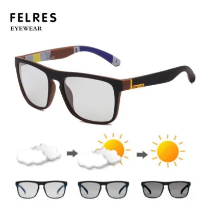 Gafas de sol cuadradas fotocromáticas polarizadas hombres mujeres gafas para conducir al aire libre lo último  Foto 1 de 4