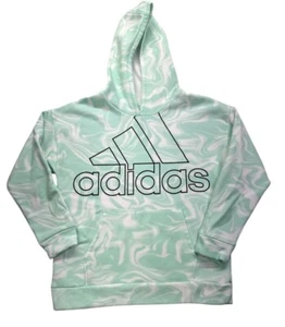 Adidas Youth Girls Tech Fleece Hoodie Green Tye Dye Pullover Size L/G 14 - Picture 1 of 3