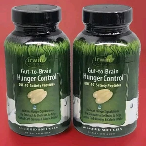2 Bottles ~ Irwin Naturals GUT-TO-BRAIN HUNGER CONTROL Soft Gels 60 Count Each - Picture 1 of 1