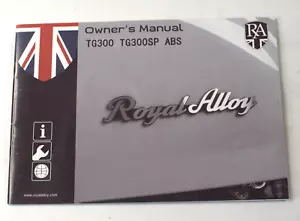 Genuine Royal Alloy TG300 / TG300 ABS / English Owner's Manual - Picture 1 of 15