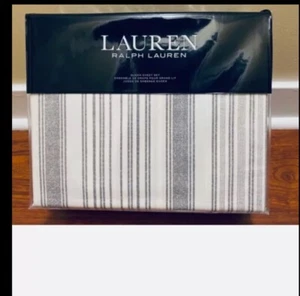 Lauren Ralph Lauren Luke Gray Multi Stripes 4pc Queen Sheet Set NIP $170 - Picture 1 of 3